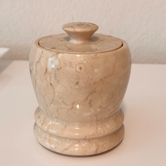Italian Latte Cream Marble Jar with Lid - Global Views Decorative home accents - Picture 6 of 11